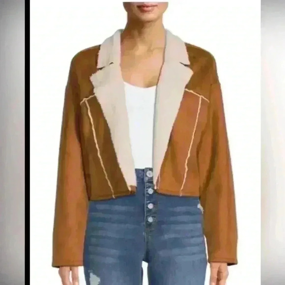 Madden NYC Women's Plus Size   XXL Faux Suede Cropped Jacket - Picture 1 of 4